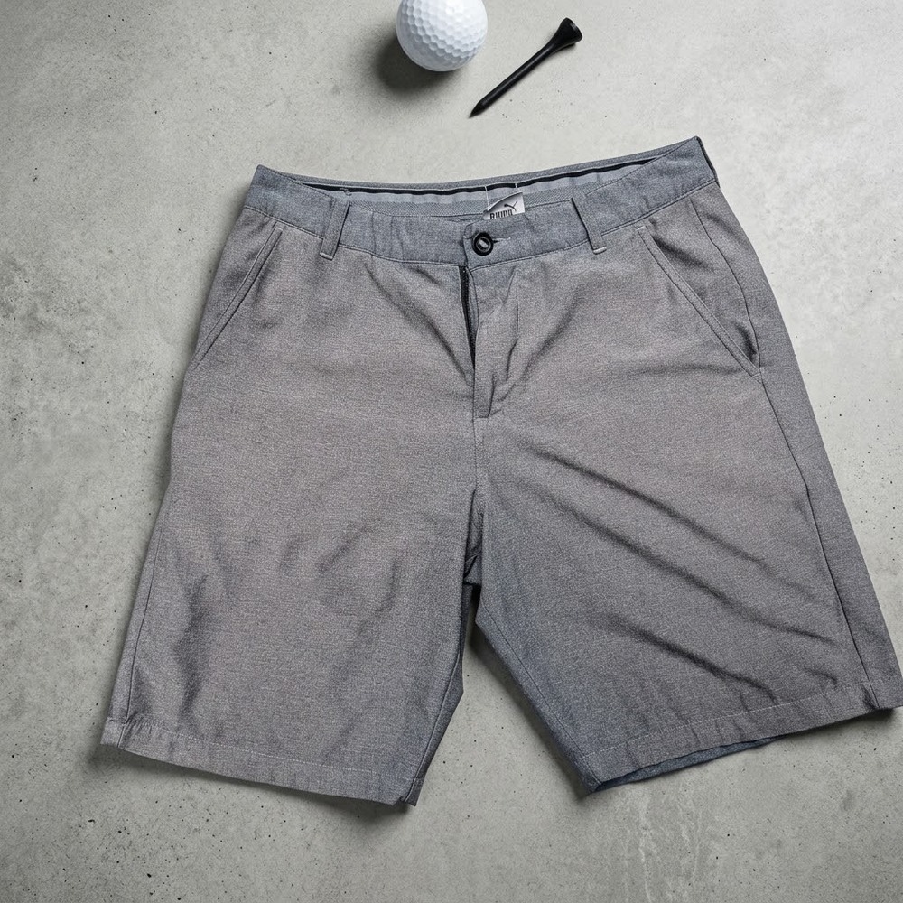 Puma Golf Shorts Mens 30 Grey Performance Tech Golfcore Silicone Grip Waist